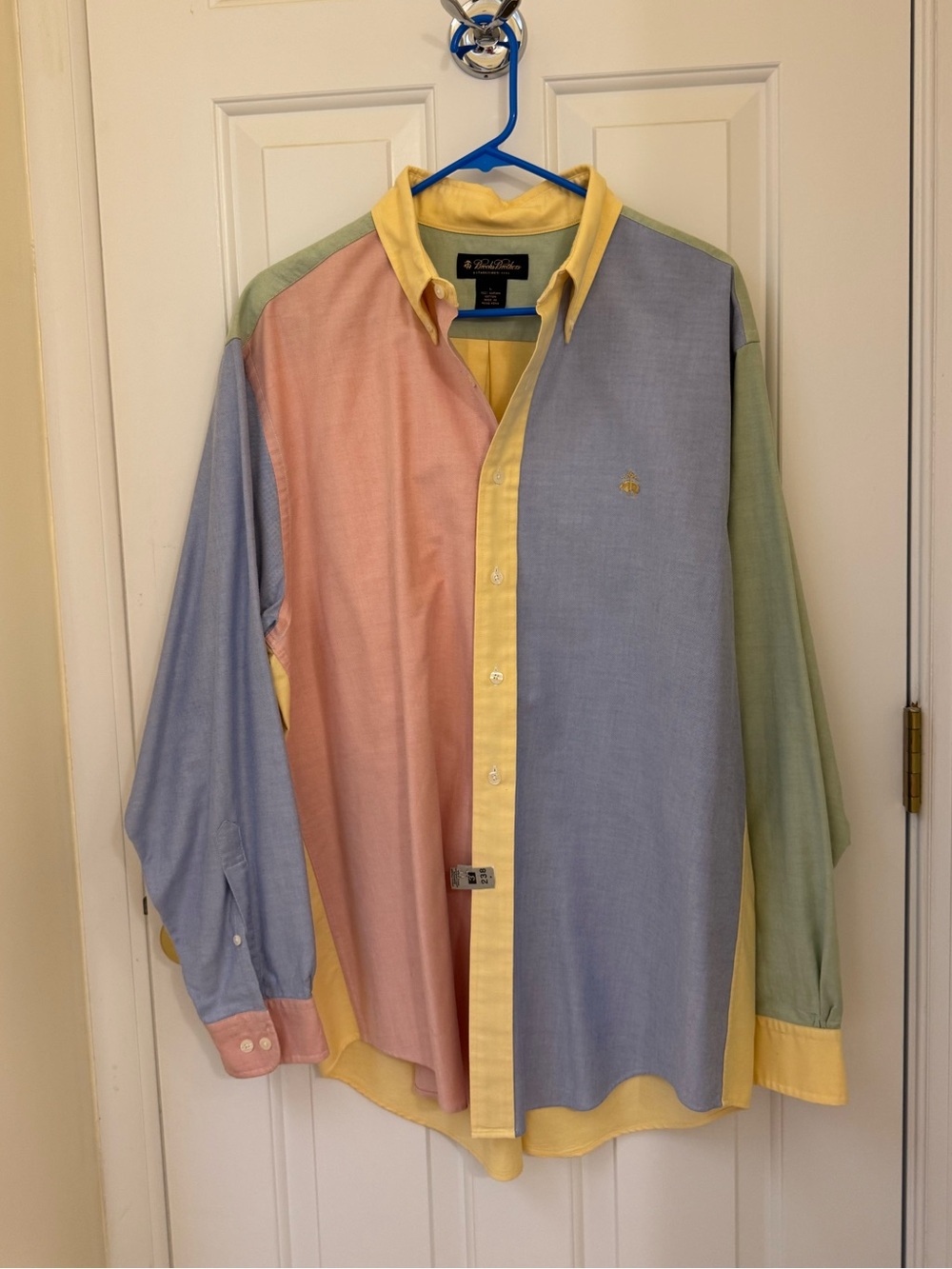 Brooks Brothers Pastel Colorblock Button-Down Shirt in Yellow, Pink & Blue